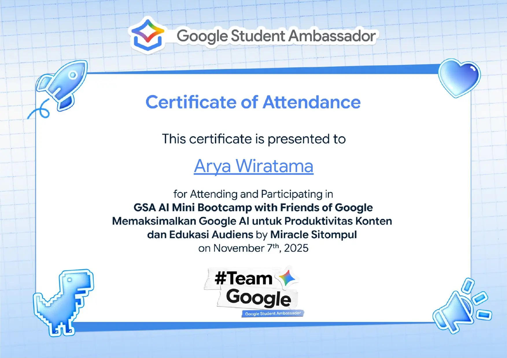 GSA Mini AI Bootcamp Certificate